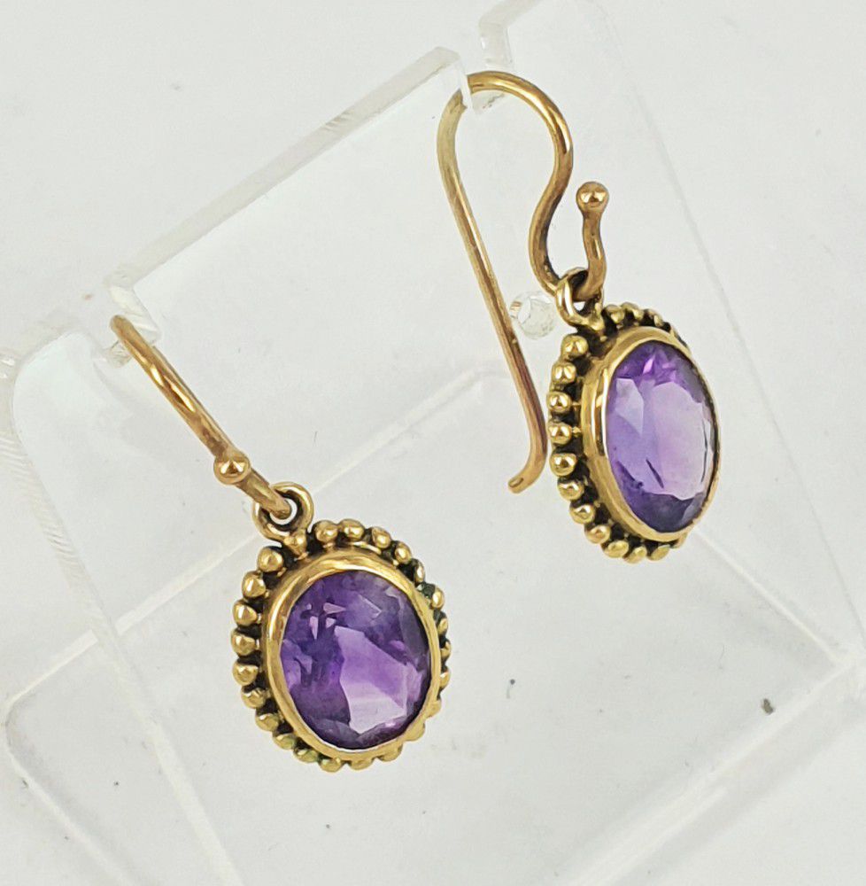 Amethyst and Gold Earrings - Earrings - Jewellery