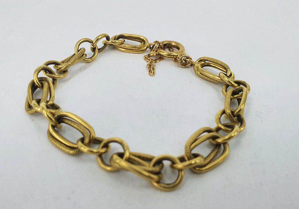 18ct Gold Wide Belcher & Trombone Link Bracelet - Bracelets/Bangles ...