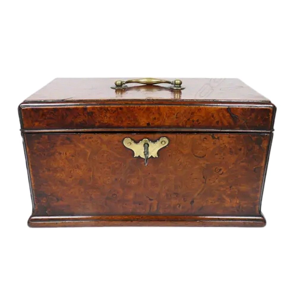 Key Tea Can Georgian walnut tea caddy converted to jewellery box with key - Tea ...