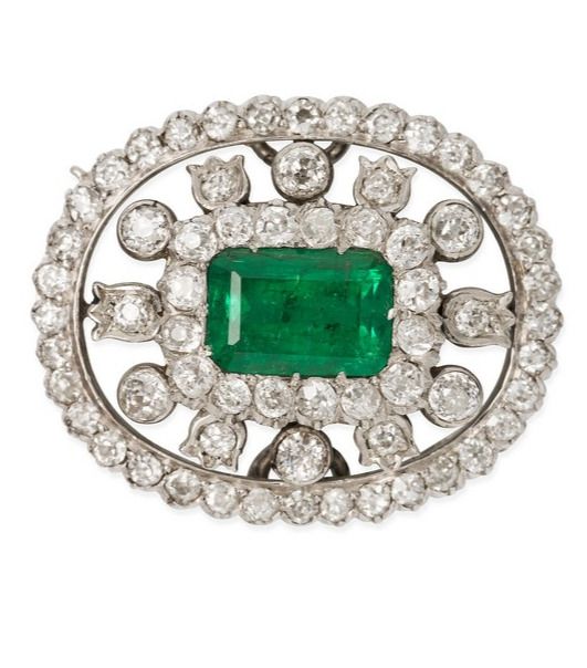 Emerald and Diamond Enhancer with Step-Cut Center Stone - Pendants ...