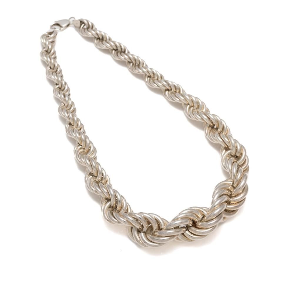 Graduated Rope Chain Graduated Silver Rope Chain Necklace, 11-19mm, 43cm, 92.16g - Necklace ...