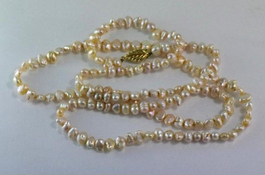 Gold Clasp River Pearl Necklace - 85cm Long - Necklace/Chain - Jewellery