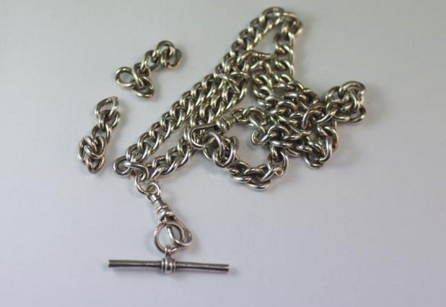 Silver Fob Chain with T-Bar & Spare Links - 41cm - Necklace/Chain ...