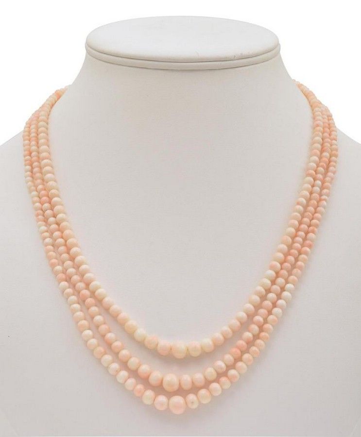 Triple Strand Pale Pink Coral Necklace - Necklace/Chain - Jewellery
