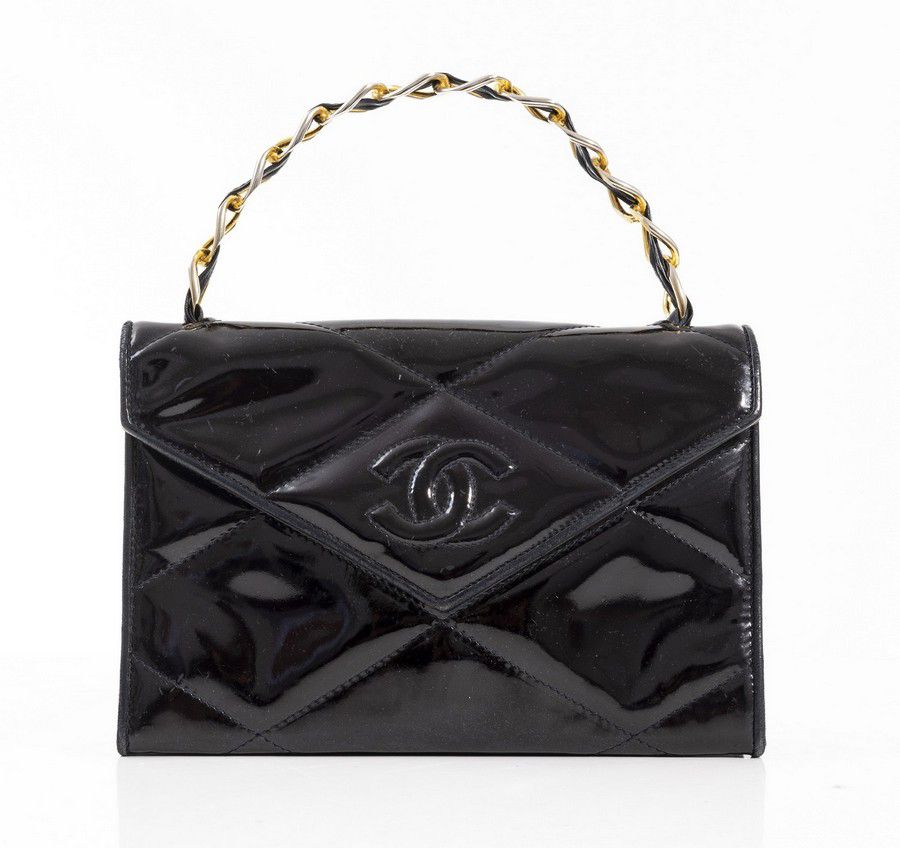 Chanel Quilted Patent Leather Evening Bag - Handbags & Purses - Costume ...