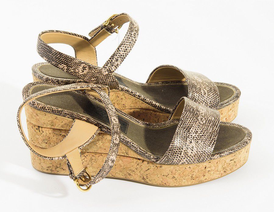 Snakeskin Wedge Sandals by Salvatore Ferragamo, Size 7.5 - Footwear ...