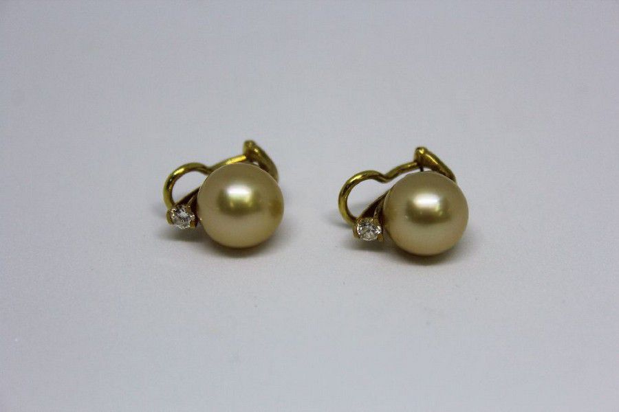 Paspaley Pearl Earrings with Diamond and Gold Clips - Earrings - Jewellery