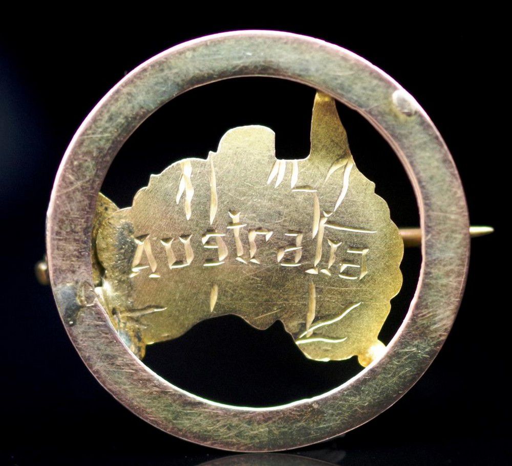Antique 9ct Gold Map Brooch from Melbourne with Repair Brooches
