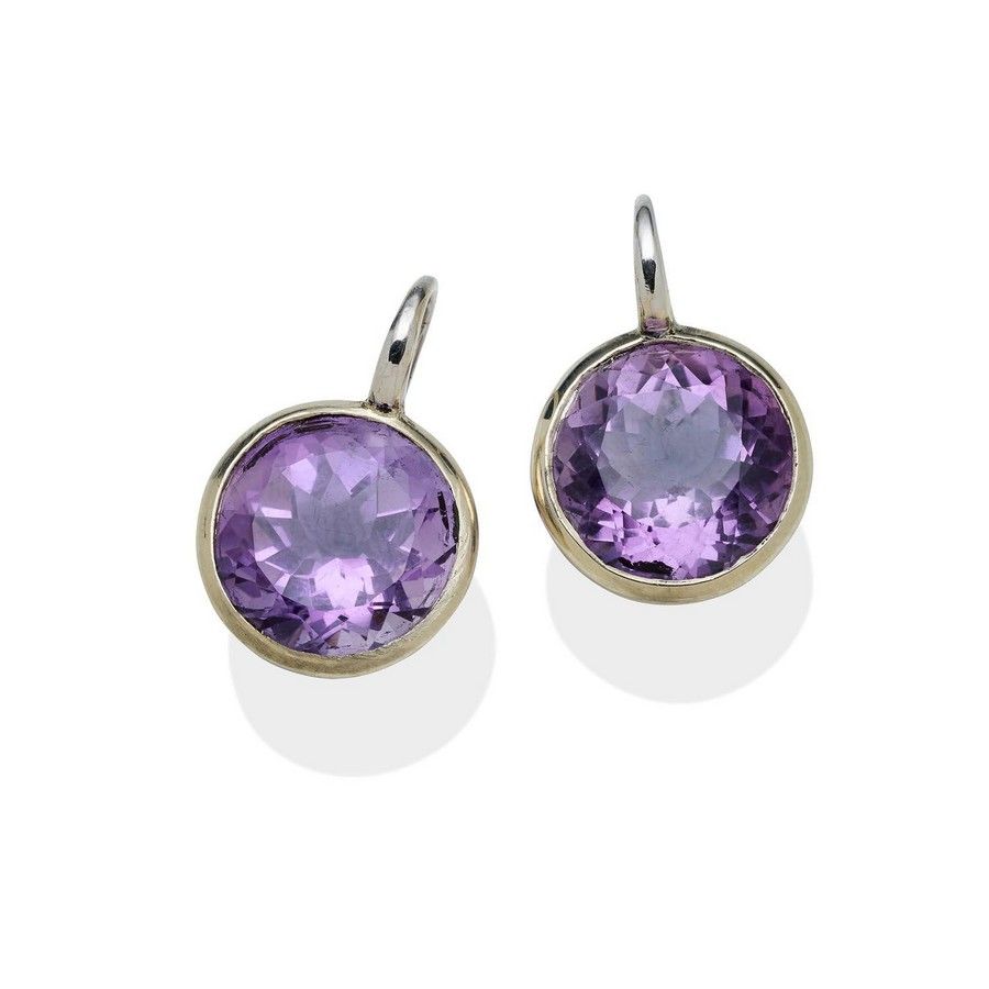 Facetted Amethyst Earrings in 9ct White Gold - Earrings - Jewellery