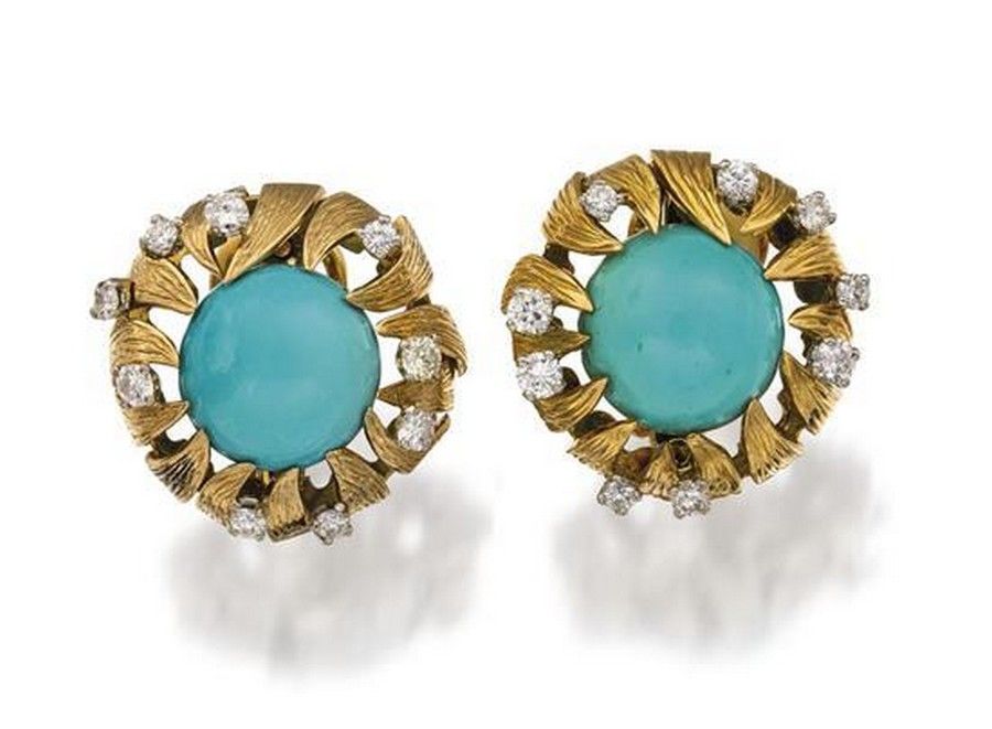 Lacloche Turquoise & Diamond Earrings - Earrings - Jewellery