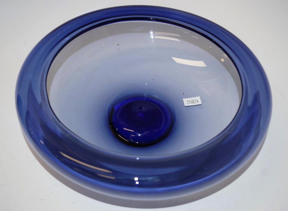 Blue Hand-Blown Fruit Bowl by Per Lutken (26cm) - Scandinavian - Named ...