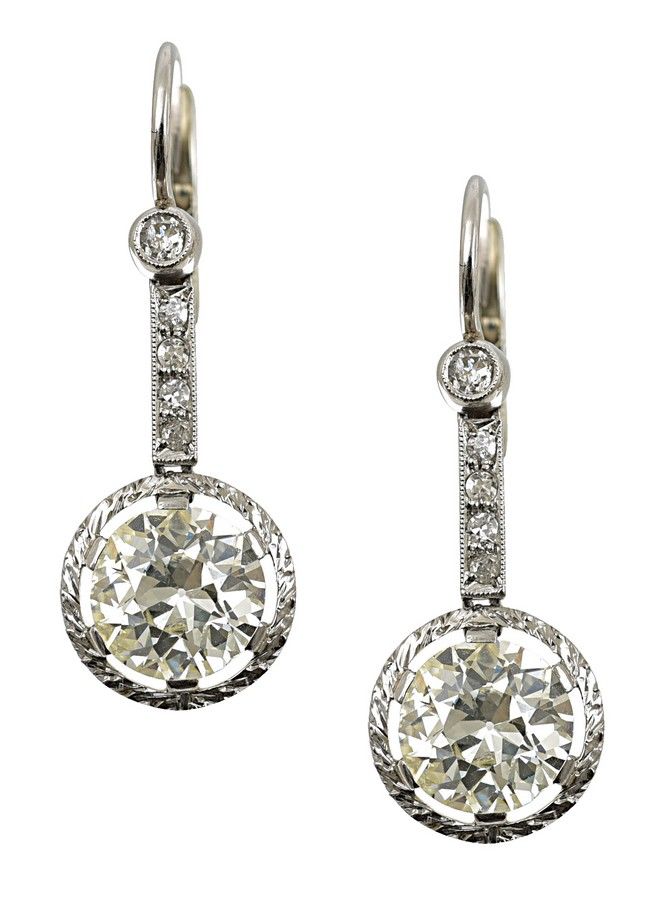 Diamond Drop Earrings with 3.16cttw in 18k White Gold - Earrings ...