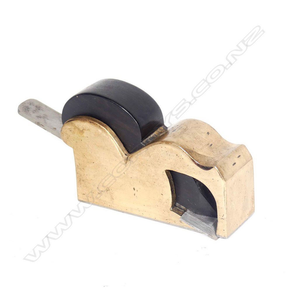 A Slater Cast Brass Bullnose Rebate Plane With Large Rosewood Tools 