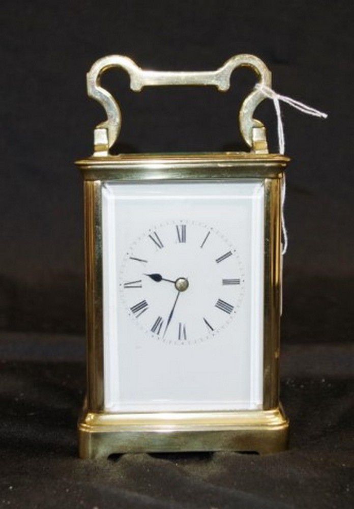 Functional Brass Carriage Clock with Enamel Dial and Striker - Clocks ...