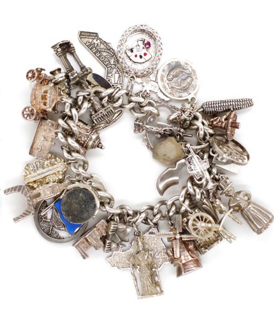World Charm Silver Bracelet - 119g - Bracelets/Bangles - Jewellery