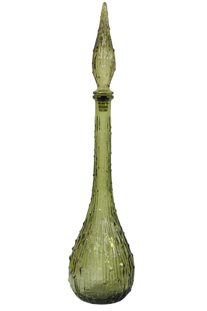 Empoli Italy Diamond Point Genie Bottle Decanter European Glass