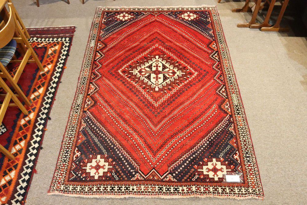 Large HandKnotted Persian Rug with Turret Medallion Rugs & Carpets