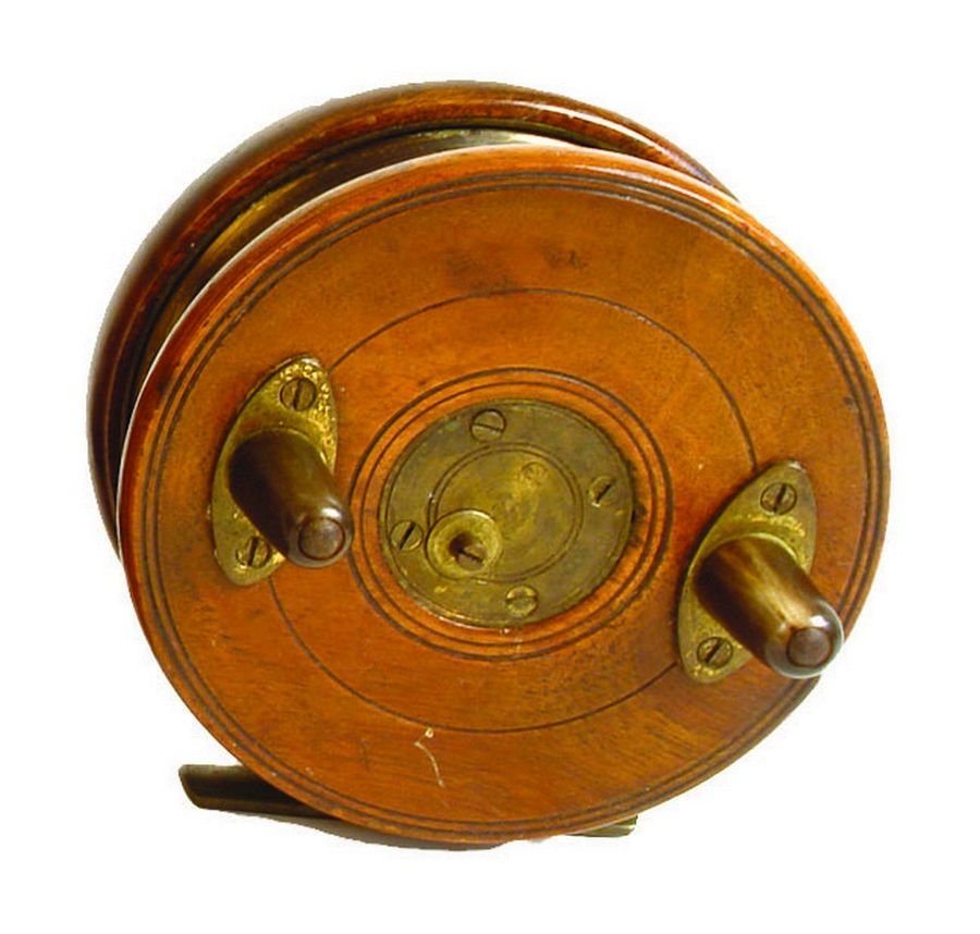 Antique Mahogany Star-Back Salmon Fishing Reel with Sinking Line