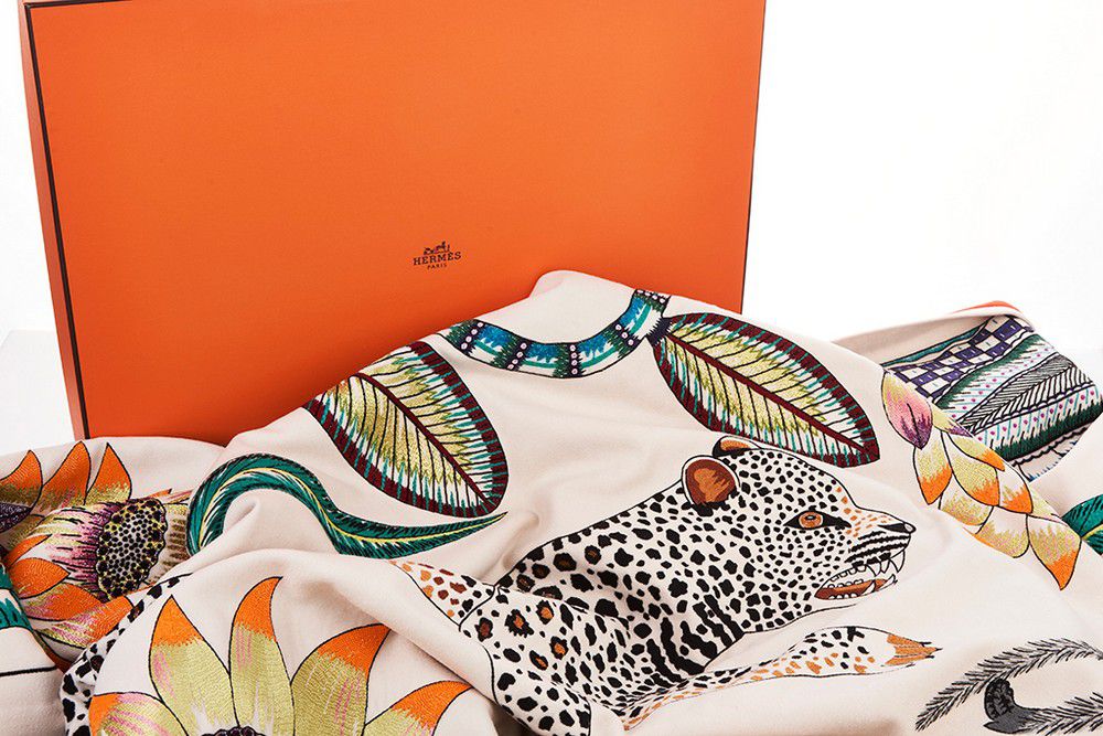 Hermes Cashmere Blanket with Embroidered Design - Zother - Textiles ...