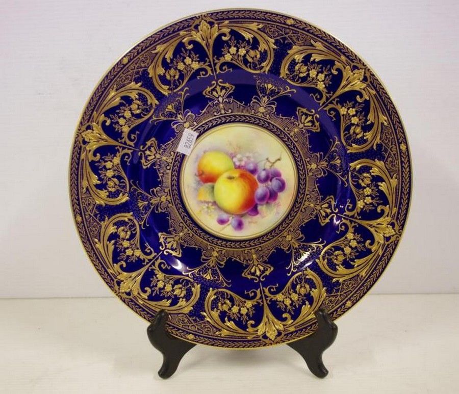 Royal Worcester hand painted cabinet plate, with fruit… - Royal
