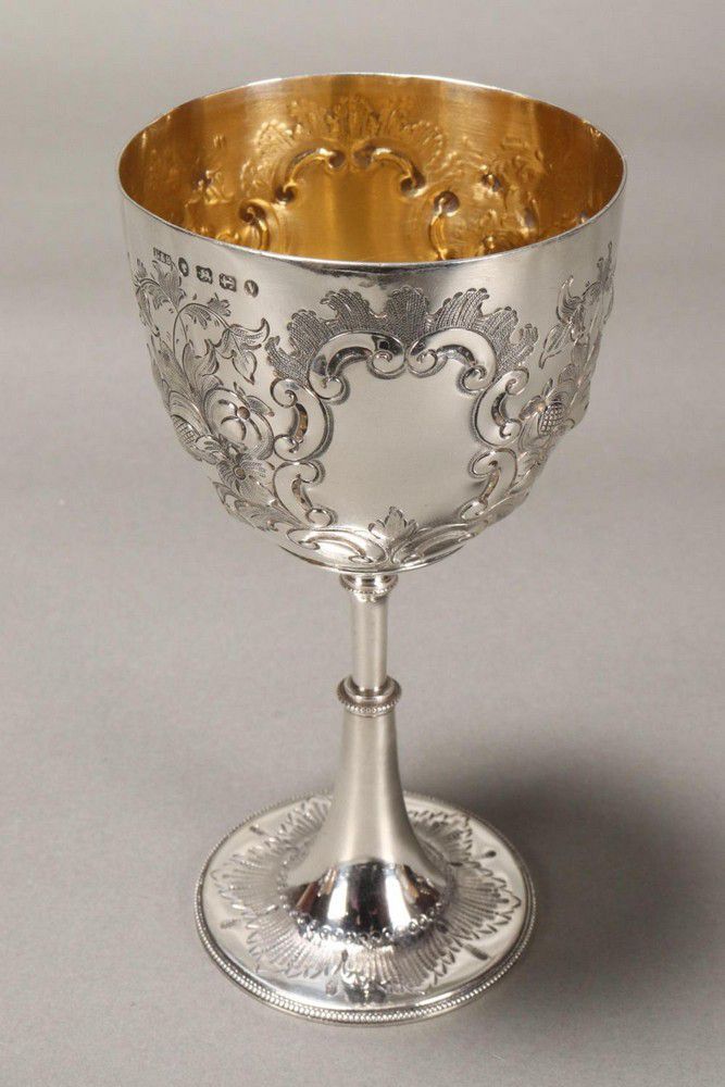 Victorian Silver Goblet with Cartouches and Gilt Interior - Mugs, Cups ...