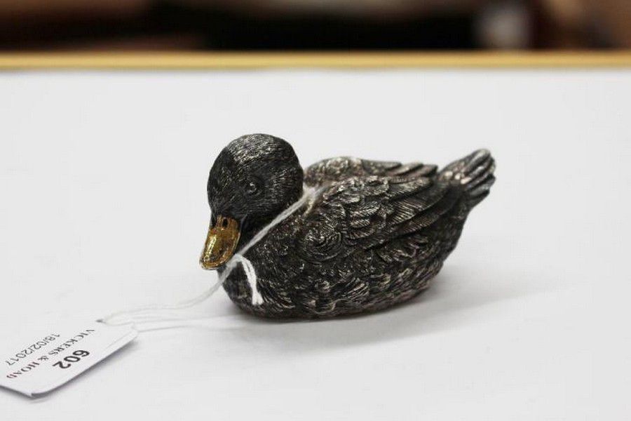 Italian Sterling Silver Duck Model, Signed and Marked - Zother - Silver