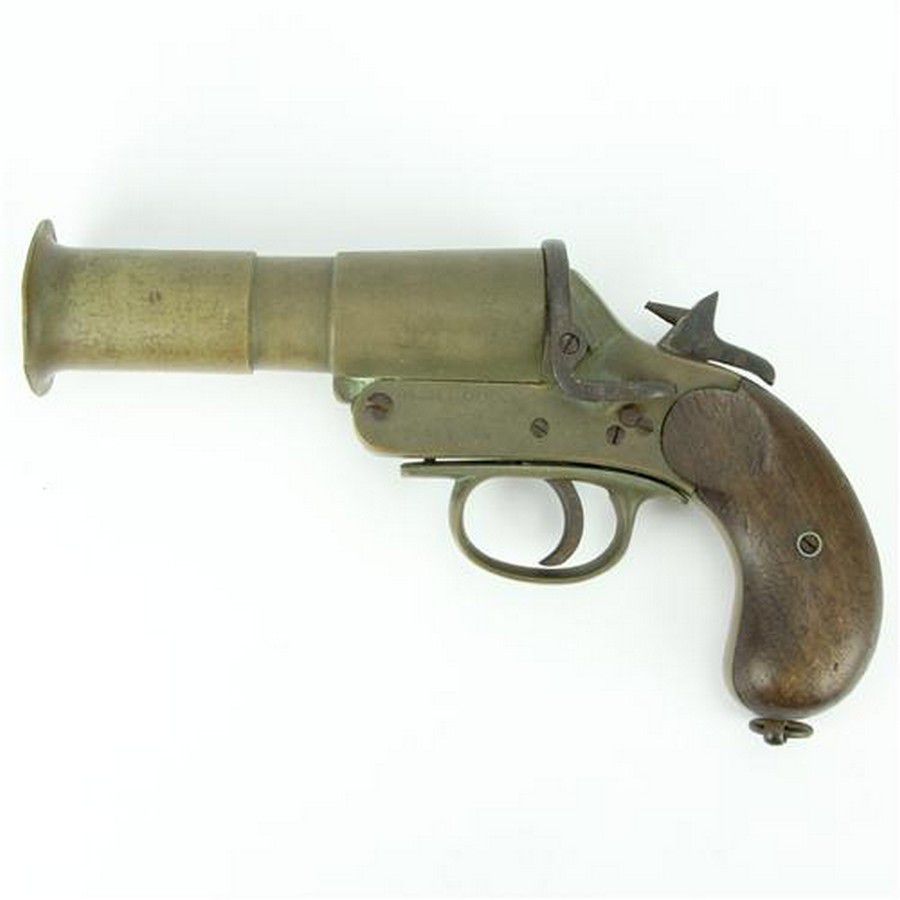 Wolsley World War I brass trench Flare gun manufactured in 1917, & prof...