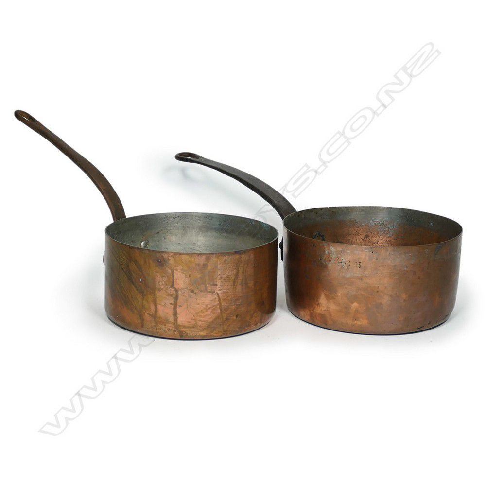 French Copper Pots with Cast Iron Handles (9 words) Copper Metalware