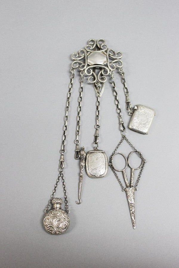 Antique Sterling Silver Chatelaine for Maids - Zother - Silver