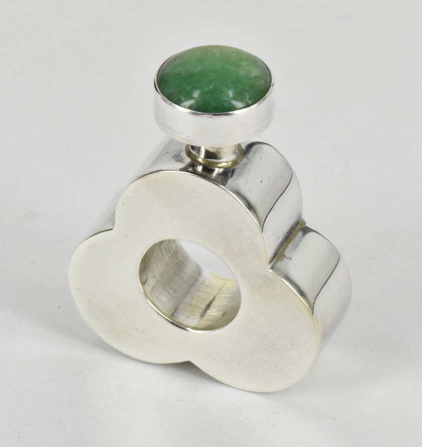 Mexican Sterling Silver Aventurine Perfume Bottle - Scent Bottles