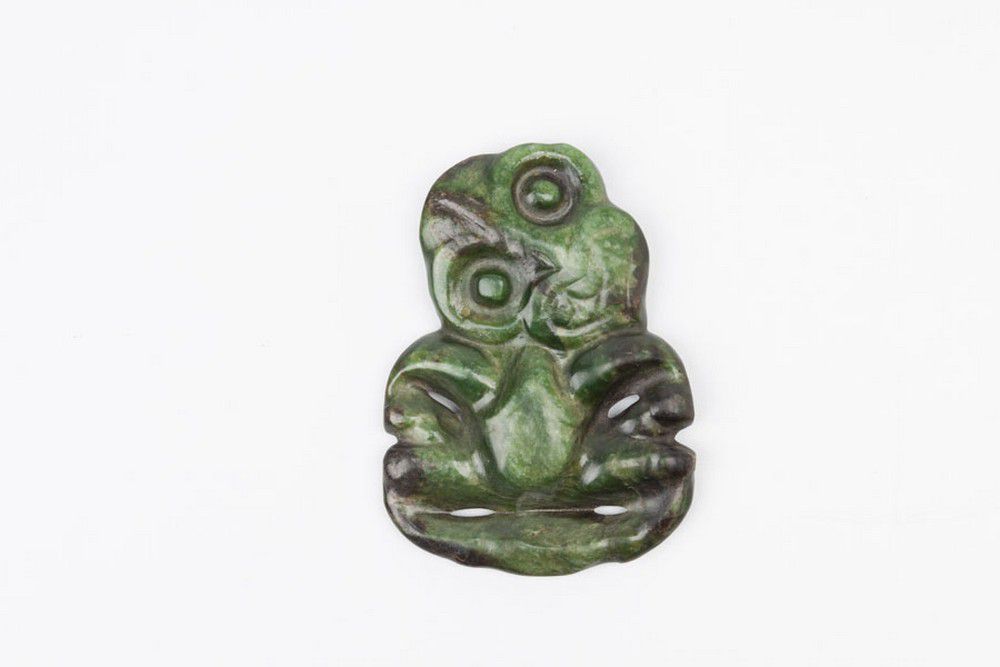 Maori Green Stone Hei Tiki, 10cm Height - New Zealand Maori - Tribal