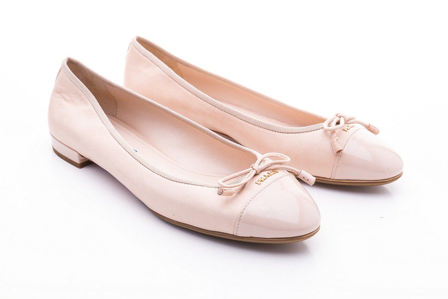 Prada Pink Leather Ballet Flats, Size 39 - Footwear - Costume ...