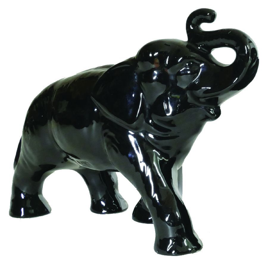 A Crown Lynn black glazed elephant, the large model with trunk… - Crown Lynn  - Ceramics