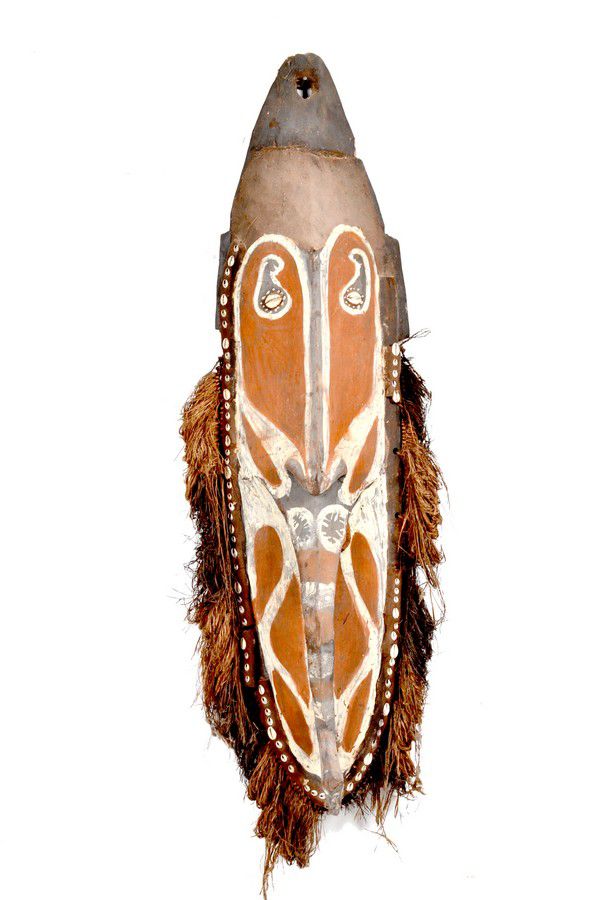 Sepik River Polychrome Spirit Mask with Shell Decorations - New Guinean ...