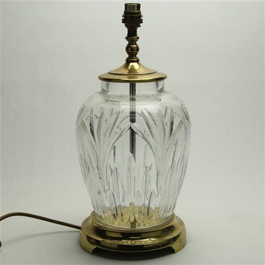 Beautiful Waterford Crystal Hurricane Lamp With Heavy Brass Base