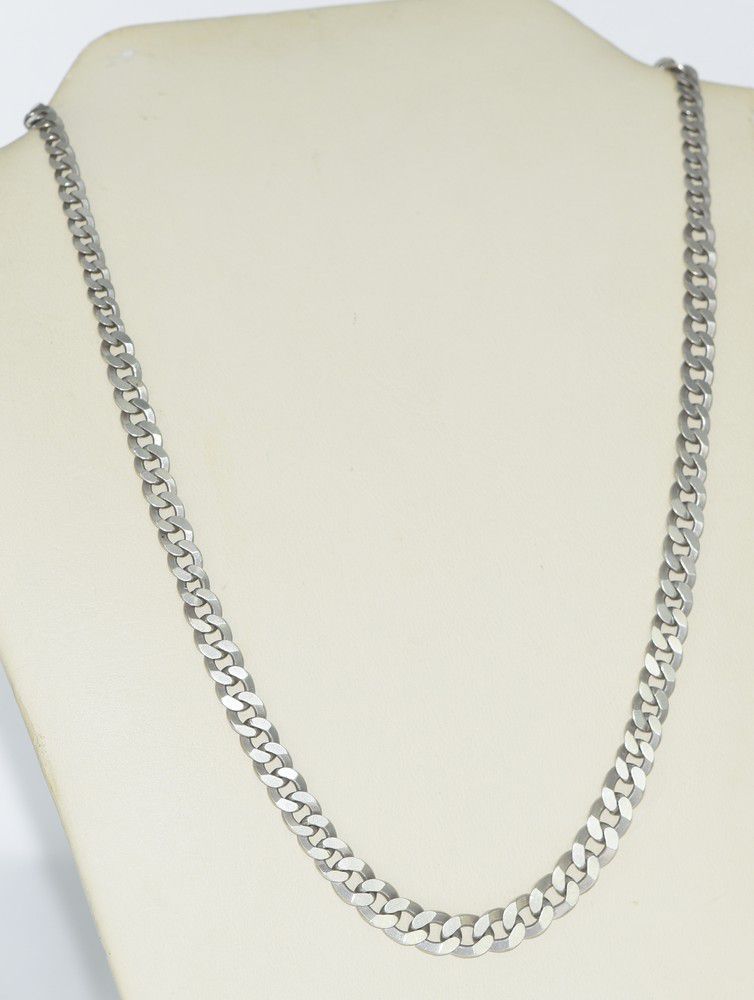 An Italian silver flat curb link chain. Length 42 cm. Weight 23 ...