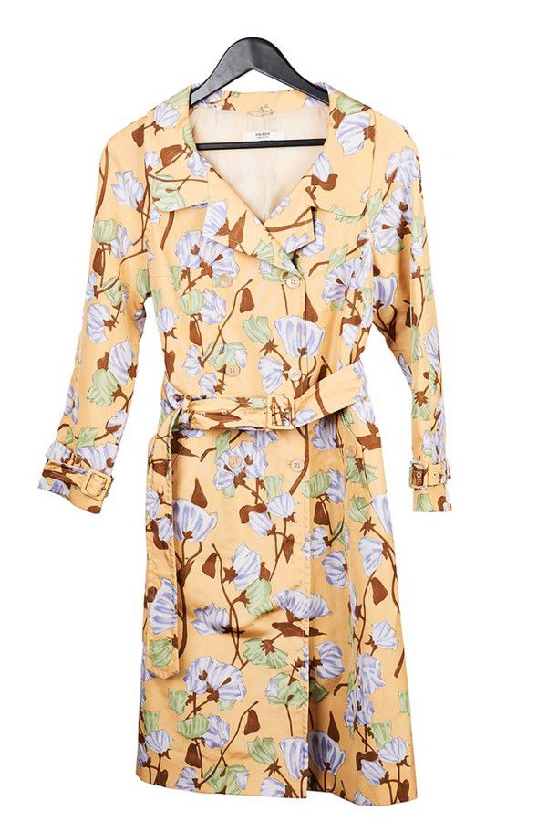 Prada Floral Duster Coat with Double Breasted Closure - Textiles ...