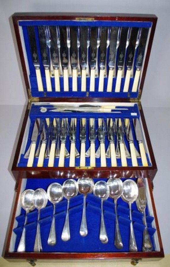 Viners Silver Plated Cutlery Set For 12 With Carving Set Flatware 