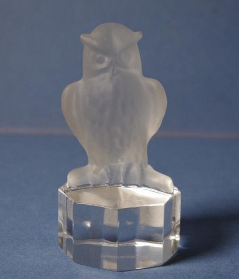 Goebels Frosted Owl on Clear Base 10cm Lead Crystal