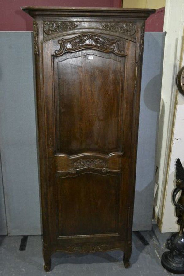French Oak Single Door Armoire Of Small, Single Door Armoire