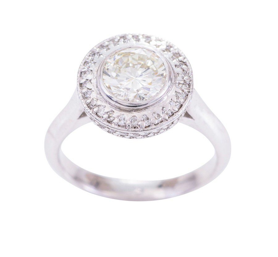Platinum Diamond Cluster Ring, 1.03ct, Size G - Rings - Jewellery