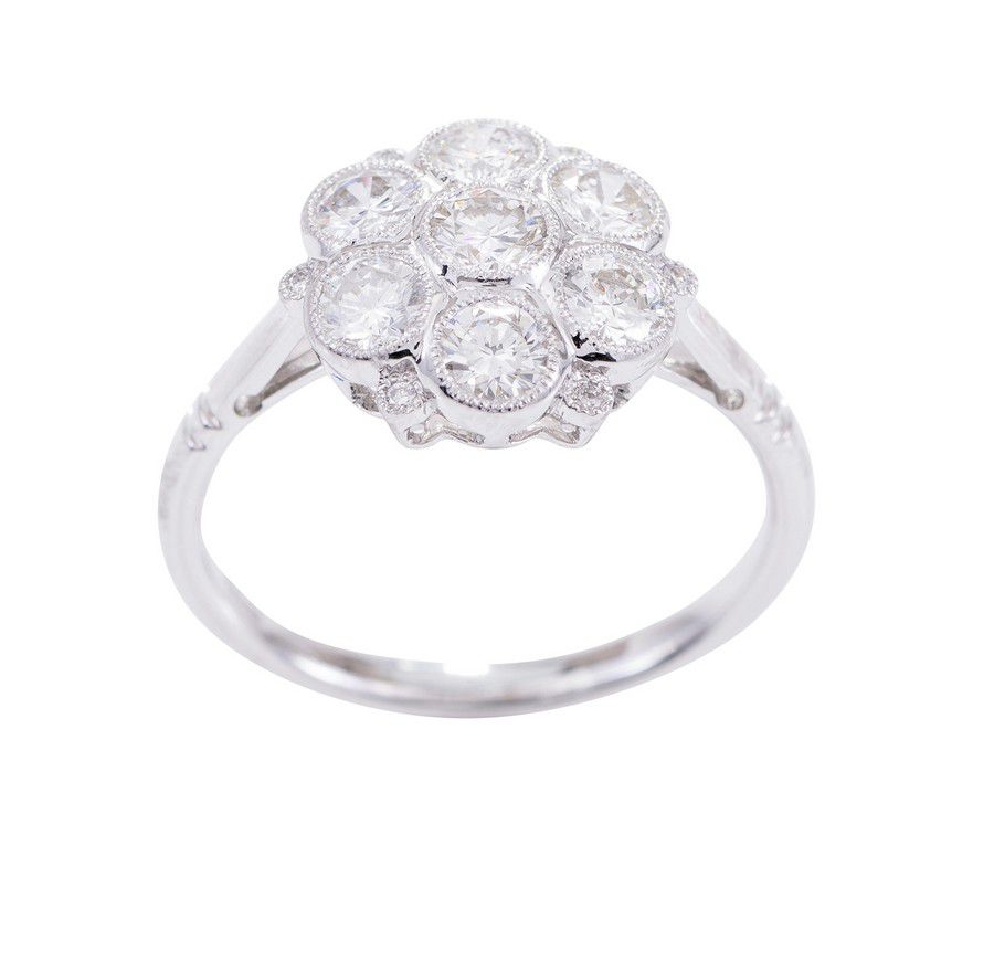 1.10ct Diamond Cluster Ring in 18ct White Gold - Rings - Jewellery