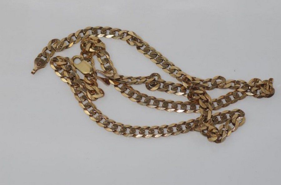 9ct Italian Gold Flat Link Necklace - 55cm Length - Necklace/Chain ...