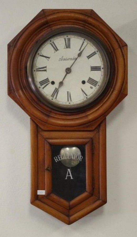 Antique Ansonia Type Wall Clock With Pendulum And Key 56 Cm Clocks Horology Watches - Antique Pendulum Wall Clock With Key