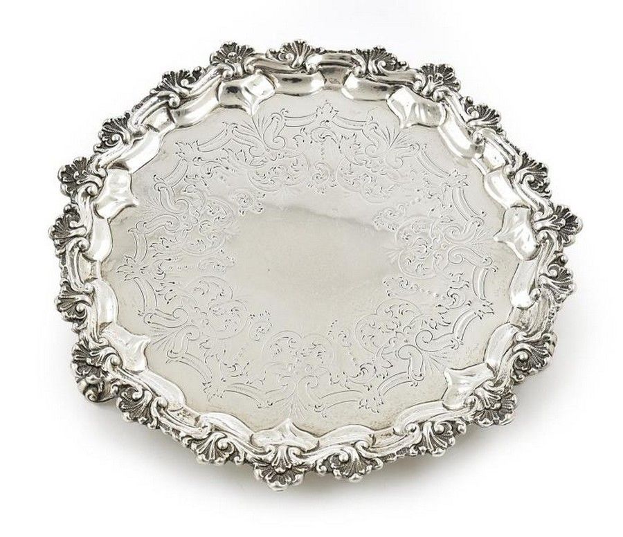 Victorian Silver Salver with Scroll Design - Trays, Salvers and Waiters ...