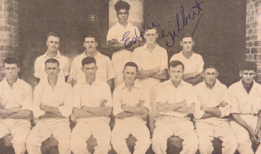 Eddie Gilbert Signature On Team Picture Eddie Gilbert Sporting Cricket Memorabilia