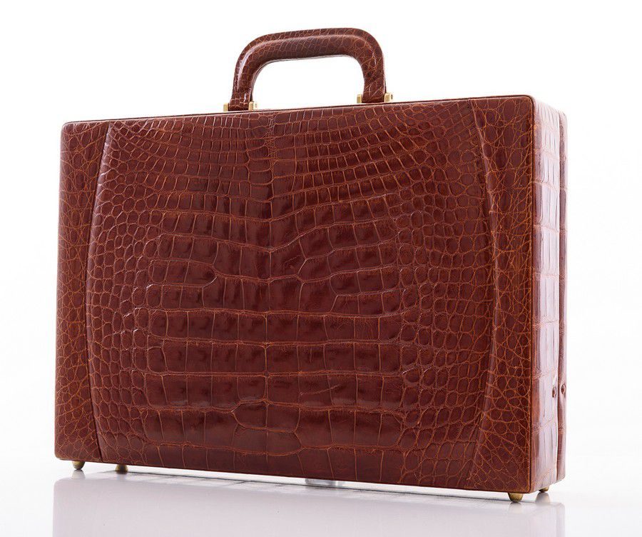 Tan Alligator Briefcase with Gold Hardware - Luggage & Travelling ...
