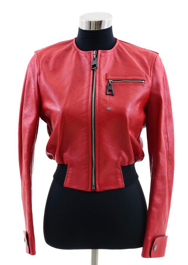 Quilted Red Leather Louis Vuitton Jacket - Size 40 - Clothing - Women's ...