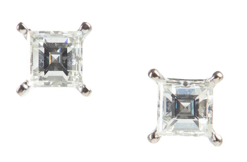 Asscher Cut Diamond Earrings in 18ct White Gold - Earrings - Jewellery