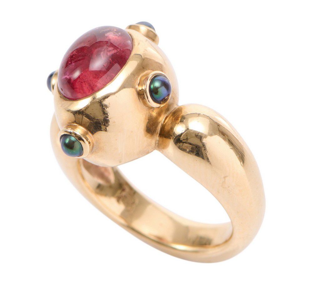 Tourmaline and Pearl Love Ring by Ina Barry - Rings - Jewellery